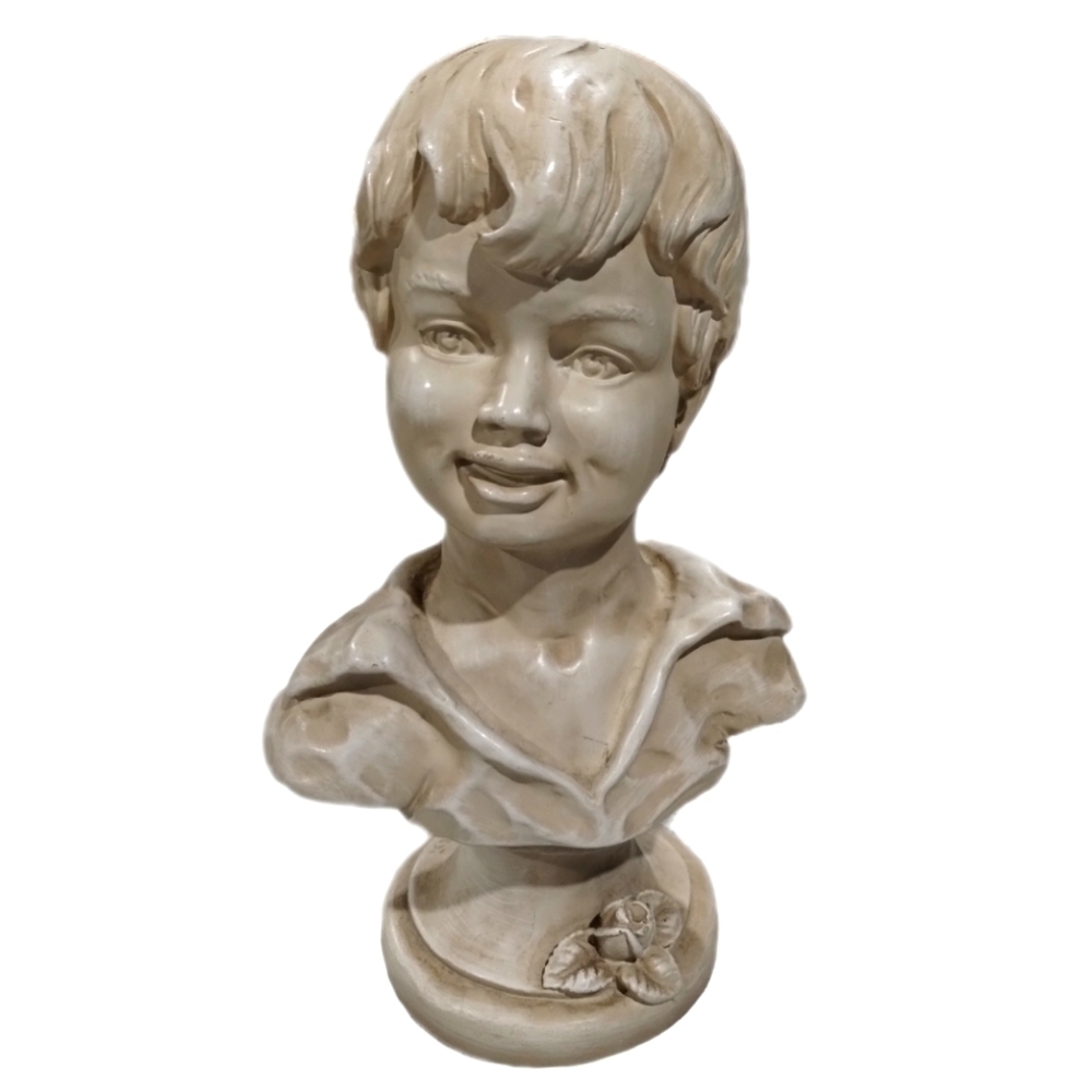 1974 Girotti Sculptured Art Bust of Smiling Boy